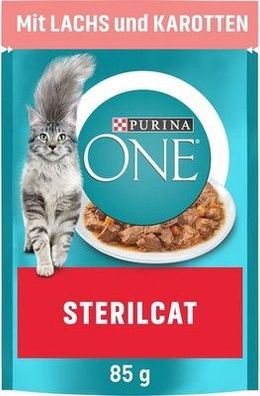 PURINA ONE Sterilcat Katzenfutter nass, zarte Stückchen in Sauce (26 x 85g)