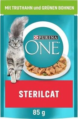 PURINA ONE Sterilcat Katzenfutter nass, zarte Stückchen in Sauce (26 x 85g)