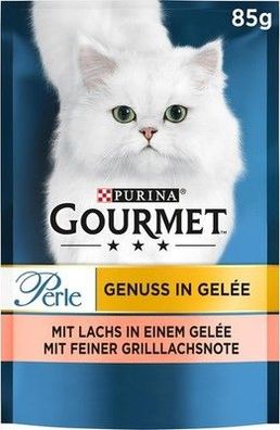 PURINA Gourmet Perle Genuss in Gelee Katzenfutter nass mit Lachs (26 x 85g)
