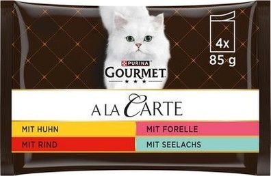 PURINA Gourmet A la Carte Katzenfutter nass, Sorten-Mix (12 x 4 Beutel à 85g)