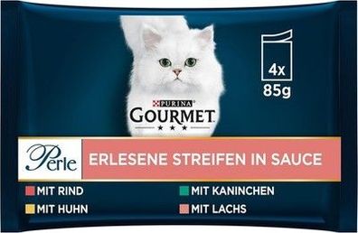 PURINA Gourmet Perle Erlesene Streifen Katzenfutter nass (12 x 4 Beutel à 85g)