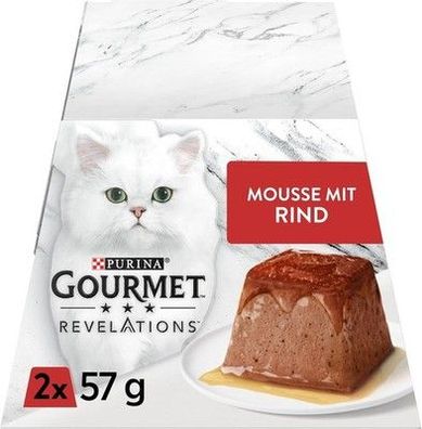 PURINA Gourmet Revelations Mousse, Katzenfutter nass Rind, 24er Pack (24 x 57 g)