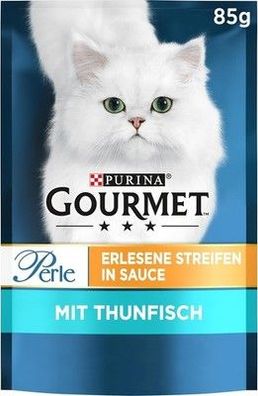 PURINA Gourmet Perle Erlesene Streifen Katzenfutter nass, Thunfisch (26 x 85g)
