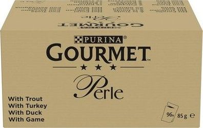 PURINA Gourmet Perle Erlesene Streifen Gelee, Katzenfutter (12 x 8 Beutel à 85g)