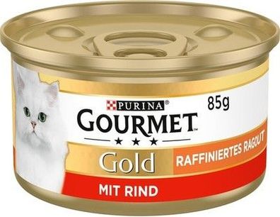 PURINA Gourmet Gold Raffiniertes Ragout Katzenfutter nass, mit Rind (12 x 85g)