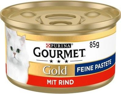 PURINA Gourmet Gold Feine Pastete Katzenfutter nass, Rind, 12er Pack (12 x 85g)