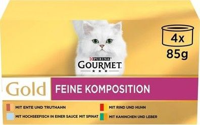 PURINA Gourmet Gold Feine Komposition Katzenfutter nass (12 x 4 Dosen à 85g)
