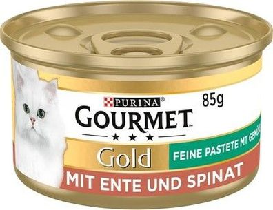 PURINA Gourmet Gold Feine Pastete Gemüse Katzenfutter, Ente & Spinat (12 x 85g)