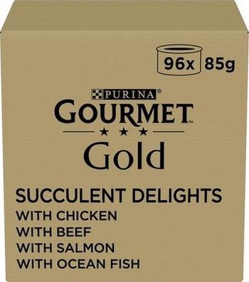 PURINA Gourmet Gold Saftig Streifen Katzenfutter nass, Mix (4 x 24 Dosen à 85g)
