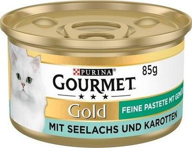PURINA Gourmet Gold Feine Pastete mit Gemüse Katzenfutter, Seelachs (12 x 85g)