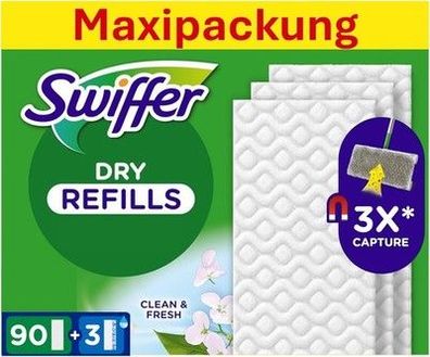 Swiffer Bodenwischer Nachfüllpackung, 90 Trockene Und 3 Feuchte Bodentücher