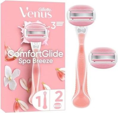 Gillette Venus ComfortGlide Spa Breeze Damen-Rasierer, 2 Ersatzklingen, Rosa