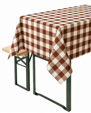 Tischwäsche im 2 cm Karo braun-weiß 100% Baumwolle Landhaus Tischdecken