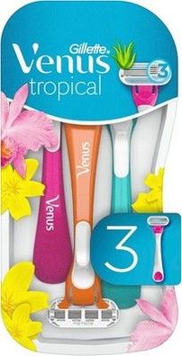 Gillette Venus Tropical Einwegrasierer Damen, 3 Damenrasierer mit Komfortklingen