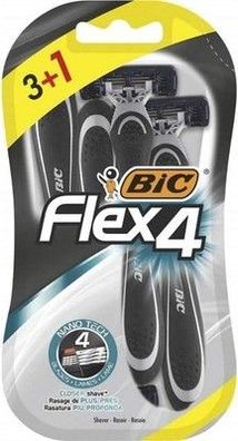 Bic Flex 4 Herrenrasierer - 4 Stück Rasierer (3 + 1 Bonus) - mit Gleitstreifen