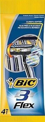 BIC 3 Flex Rasierer Set Männer, 3 Klingen, empfindliche Haut, 4x Nassrasierer