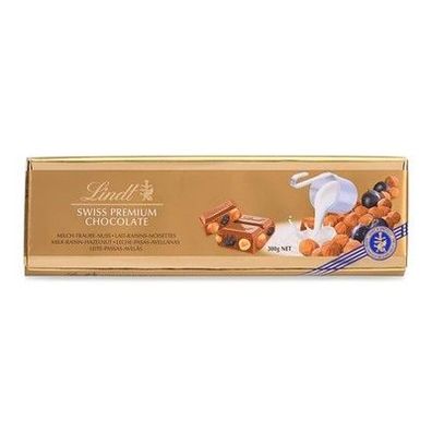Lindt Schokolade Traube-Nuss | 300 g Tafel | Vollmilch-Schokolade mit Rosinen