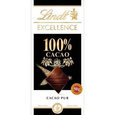 Lindt Schokolade Excellence Tafel 100% | 50g | dünne Feinherbe Bitter-Schokolade