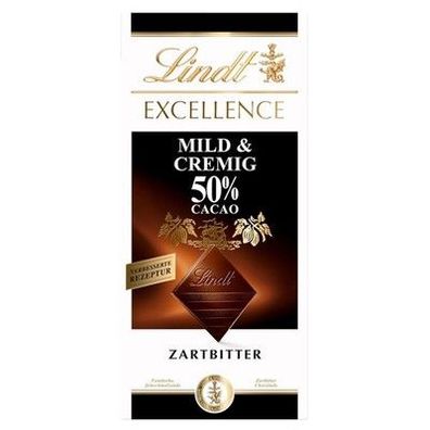 Lindt Excellence Mild & Cremig 50 % Kakao - Zartbitter-Schokolade | 100 g Tafel