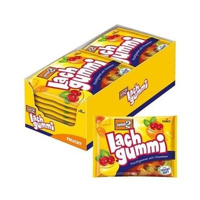 Nimm2 Lachgummi 18 x 200 g – Fruchtgummi mit Fruchtsaft und Vitaminen – 6 Sorten