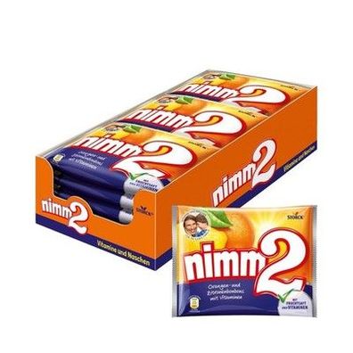 Nimm2 Bonbons – 15x 145 g – Gefüllte Fruchtbonbons, Zitronen- & Orange Geschmack