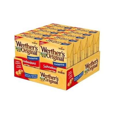 Werther's Original 10 x 42g Box – Zuckerfreie Sahnebonbons mit Karamellgeschmack
