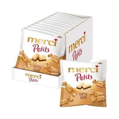 Merci Petits Kaffee-Sahne – 12 x 125g – Kleine Pralinen aus weißer Schokolade