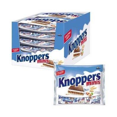 Knoppers minis – 12 x 200 g – Gefüllte Waffelschnitten mit Milch- & Nougatcreme
