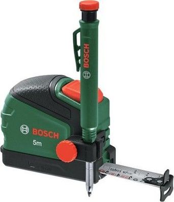 Bosch Maßband 5m + Tieflochmarker Bleistift (mit Bleistiftclip; Auto-Lock, Grün)