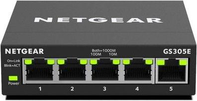 Netgear GS305E Managed Switch 5 Port Gigabit Ethernet LAN Switch Plus, Schwarz