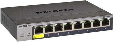 Netgear 8-Port Gigabit Ethernet Smart Switch (GS108T): Managed, mit 1 PD-Port