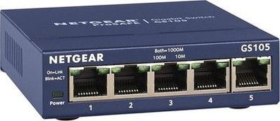 Netgear GS105GE LAN Switch 5 Port Netzwerk Switch (Plug-and-Play Gigabit Switch)