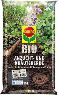 COMPO BIO Anzuchterde & Kräutererde, Erde für Aussaaten Kräuter, Stecklinge, 10L