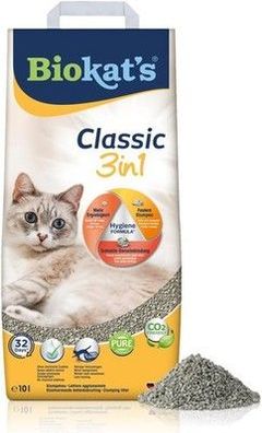 Biokat's Classic 3-in-1 ohne Duft - Klumpende Katzenstreu mit 3 Korngrößen, 10L