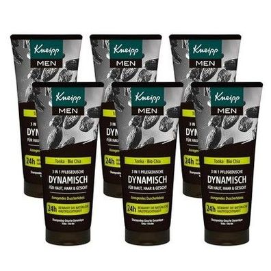 Kneipp MEN 3 in 1 Pflegedusche Multipack 6 x 200ml Duschgel Haut, Haar & Gesicht