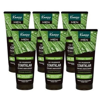 Kneipp MEN 3 in 1 Pflegedusche Startklar – Für Haut, Haar & Gesicht - 6 x 200ml