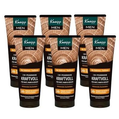 Kneipp MEN 3 in 1 Pflegedusche Kraftvoll - Bio Zedernuss & Panthenol - 6 x 200ml