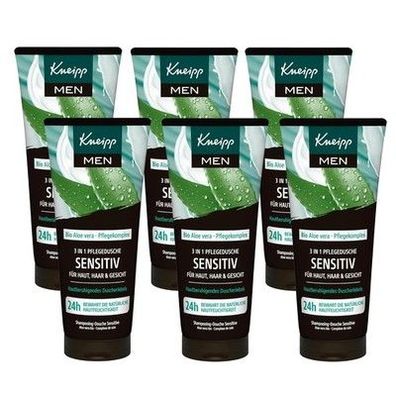 Kneipp MEN 3 in 1 Pflegedusche Sensitiv - Haut, Haar & Gesicht - 6 x 200ml