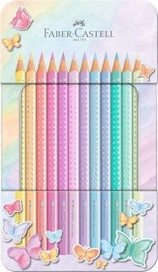 Faber-Castell 201910 - Buntstifte Set Sparkle Pastell 12-teilig, im Metalletui