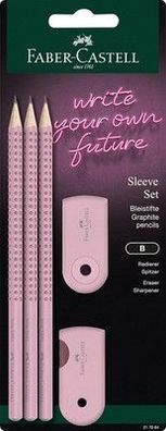 FABER-CASTELL 217084 - Bleistifte Set Sleeve, Spitzer, Radiergummi und 3 Stifte