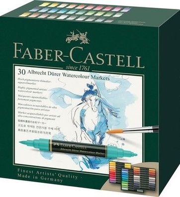 FABER-CASTELL 160330 Aquarellmarker Albrecht Dürer mit Doppelspitze, 30er Etui