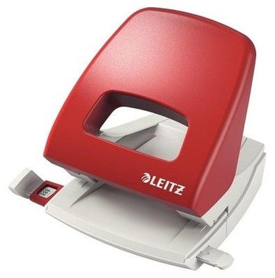 Leitz Büro Locher aus Metall, Für 25 Blatt, Anschlagschiene mit Formatangaben