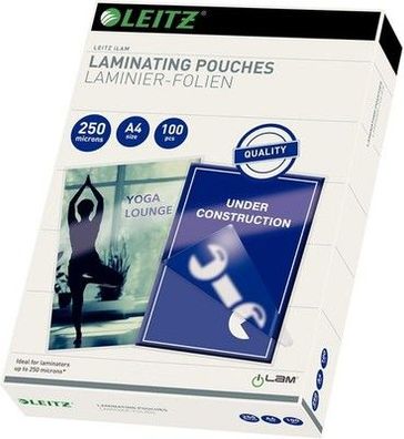 Leitz Heißlaminierfolien A4 250 mic, Hochwertige Laminierfolien im 100er Pack