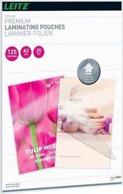 Leitz Heißlaminierfolien A3 125 mic, Laminierfolien in Premium-Qualität 25er Set