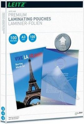 Leitz Heißlaminierfolien A3 100 mic Laminierfolien in Premium-Qualität 100er Set