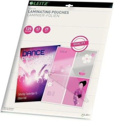 Leitz Heißlaminierfolien A3 125 mic, Hochwertige Laminierfolien im 100er Pack