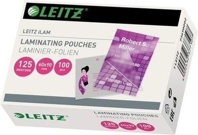 Leitz Heißlaminierfolien 125 mic 60 x 90 mm, Laminieren Visitenkarten 100er Pack