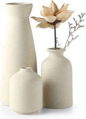 CEMABT Keramik Vasen 3er-Set Kleine Blumenvasen für Dekor, Modern (Natur)