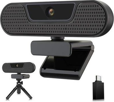 W4GS 2K Webcam mit 4 Mikrofon, PC Webcam 1080P 60FPS, Autofokus, Plug&Play