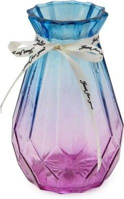 Offidix Glas-Vase mit Farbverlauf, Mehrfarbig, geometrischem facettiertem Design